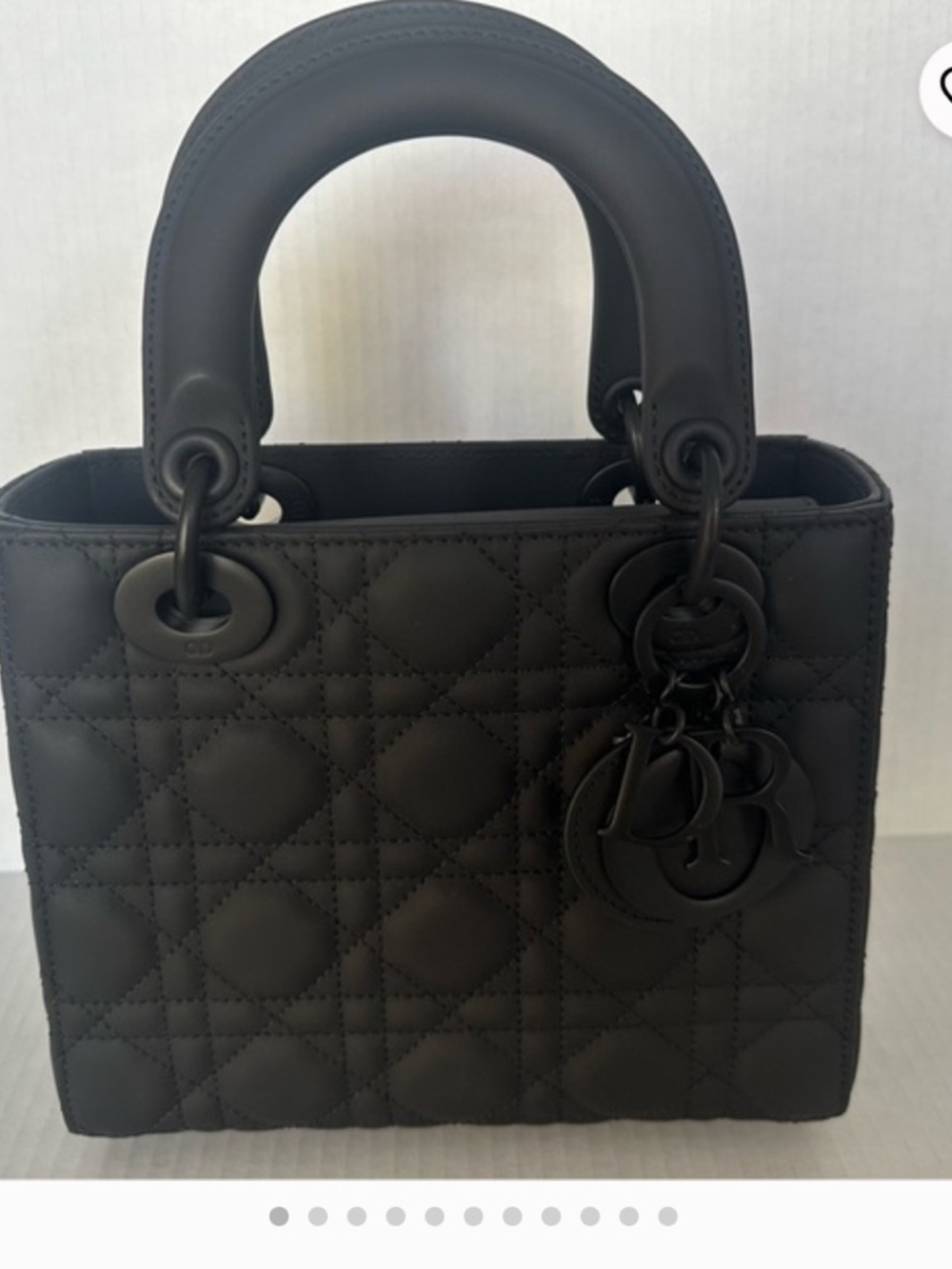 CD Black Quilted Tote with Signature Charms